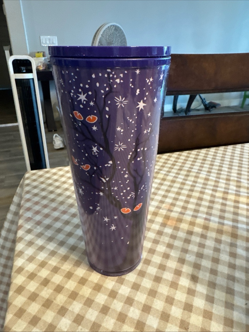 Purple Starry Tree Travel Tumbler with Orange Accents Starbucks